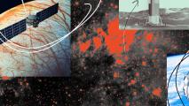 A collage of images of satellites and spacecraft.